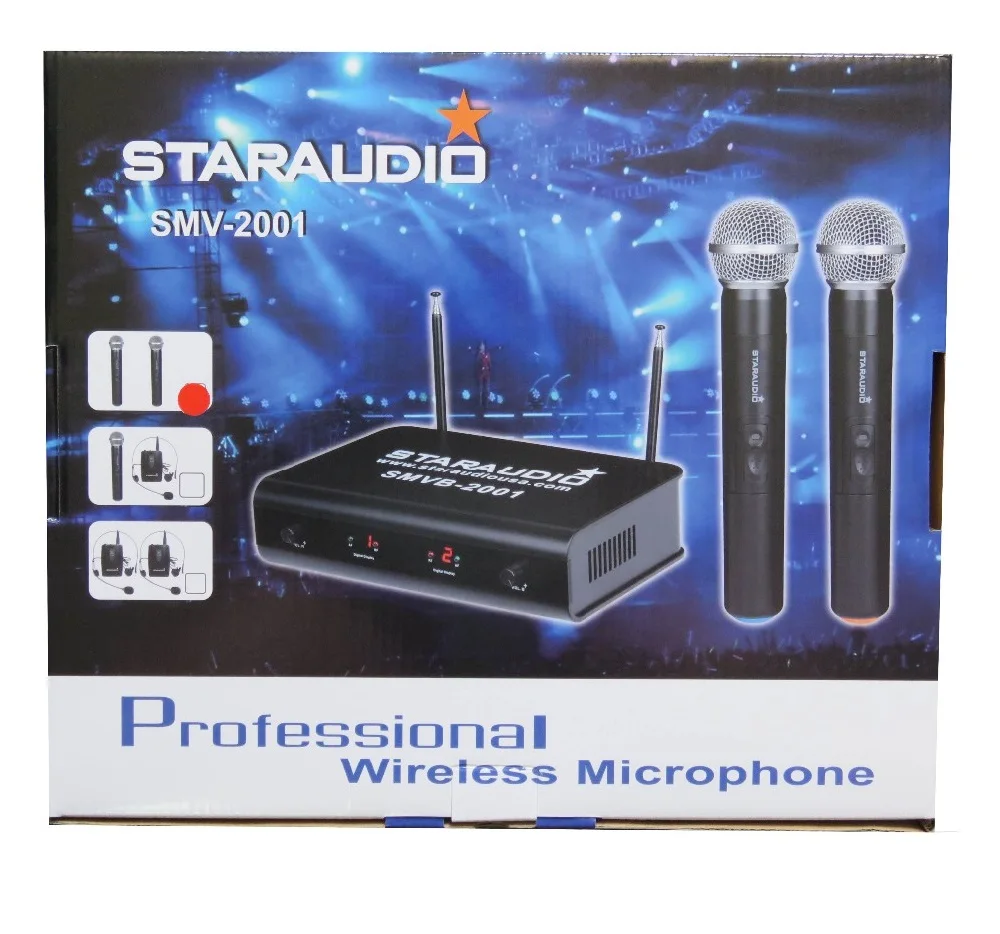 STARAUDIO SMVB-2001A 2CH беспроводной VHF двойной ручной микрофон системы Mic