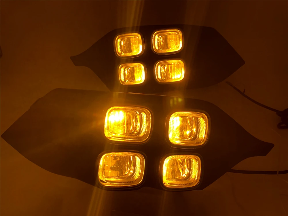 Автомобильный мигающий 2 шт. для Mitsubishi Pajero Sport 4Eyes 12V Светодиодный дневной ходовой светильник DRL лампа с желтой сигнальной лампой