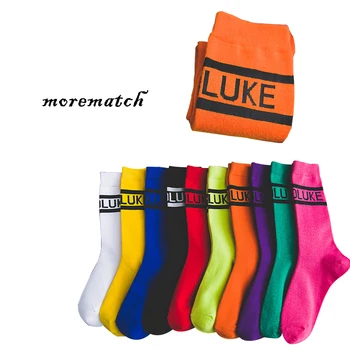 

Morematch 1 Pair Women Solid Color Sock Letters Cotton Socks Streetwear Skateboard Socks 10 Colors Optional