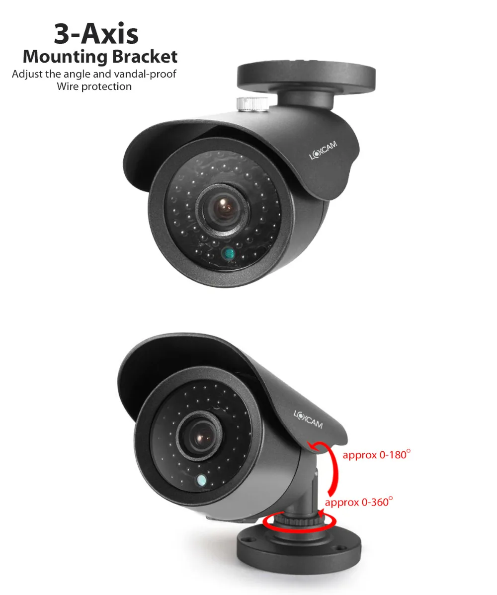 LOXCAM h.265 4CH 1080P CCTV система 4 шт 2MP Металл IP66 Водонепроницаемая уличная камера AHD CCTV камера система P2P вид