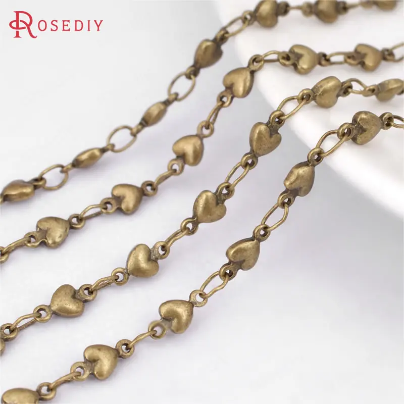 

(21496)Metal Jewelry Link Necklace Chains Copper Antique Bronze Chain width:3.5MM Special chain heart 1 Meter