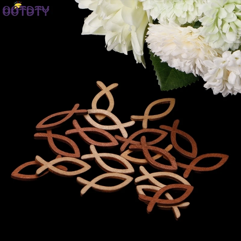 

35mm Hollow Fish Shaped Wooden Buttons Embellishments Crafting Decor 18Pcs