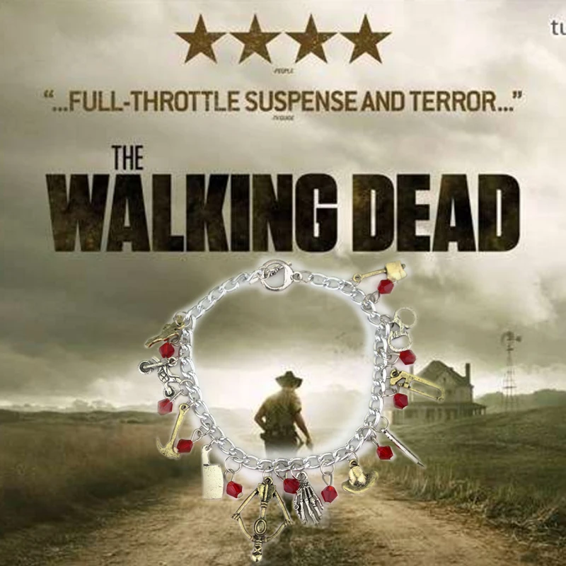 The Walking Dead inspired bracelet Apocalypse Zombie Survival Horror charm bracelet Bow and