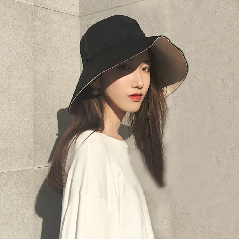 

2019 New Outdoor Fishing Caps Solid Color Arrival Pure color Wild Retro Big Eaves Double-Sided Wearing a Fisherman Hat