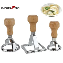 Set von 3 stücke von Platz 7,0 Runde 5,0 cm und runde 6,5 cm Italienische Pasta Cutter Ravioli Stempel Mit Strand Holz griff