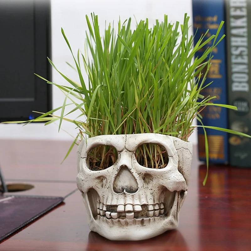  Skull Flower Pots Skeleton Bone Halloween Gifts Desk Garden Flower Pot Home Decor Desk Resin Crafts