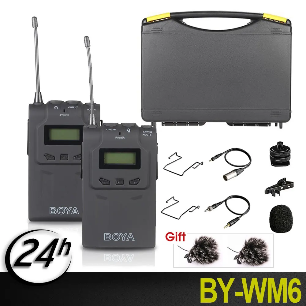 

BOYA BY-WM6 Wireless Microphone System 48 Channel Omni-directional Lavalier Microphone for Canon Nikon Sony DSLR Audio Recorder