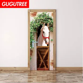 

Decorate Home trees leaf white horse art wall sticker decoration Decals mural painting Removable Decor Wallpaper LF-552