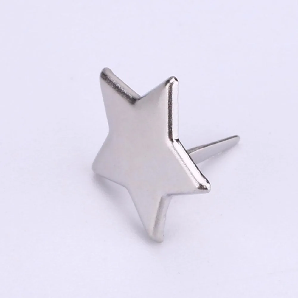 DIY 100 шт серебряный цвет пятиконечная звезда штифты для скрапбукинга Украшение звезда в форме украшения ногтей для ручной работы