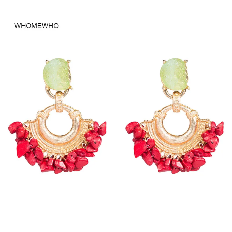 

Gold Metal Handmade Wired Loose Colorful Beads Drop Earrings Women Summer korean Fashion Chic Jewelry Party Club Accessories