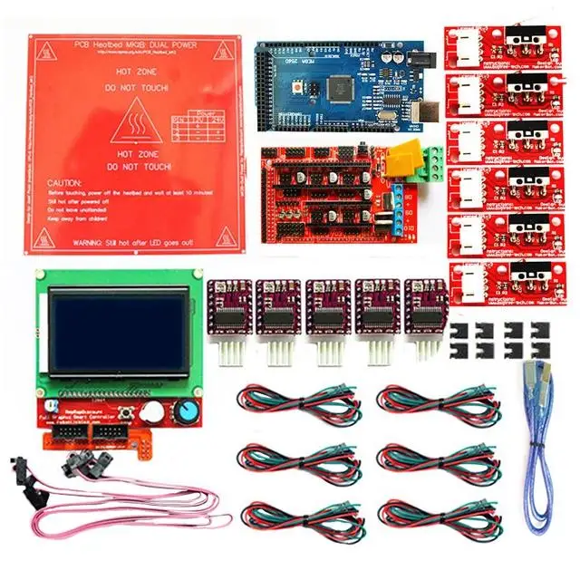 1,4 комплект с+ heatкровать Mk2B+ 12864 ЖК-контроллер+ Drv8825+ механический переключатель+ кабели для 3d принтера