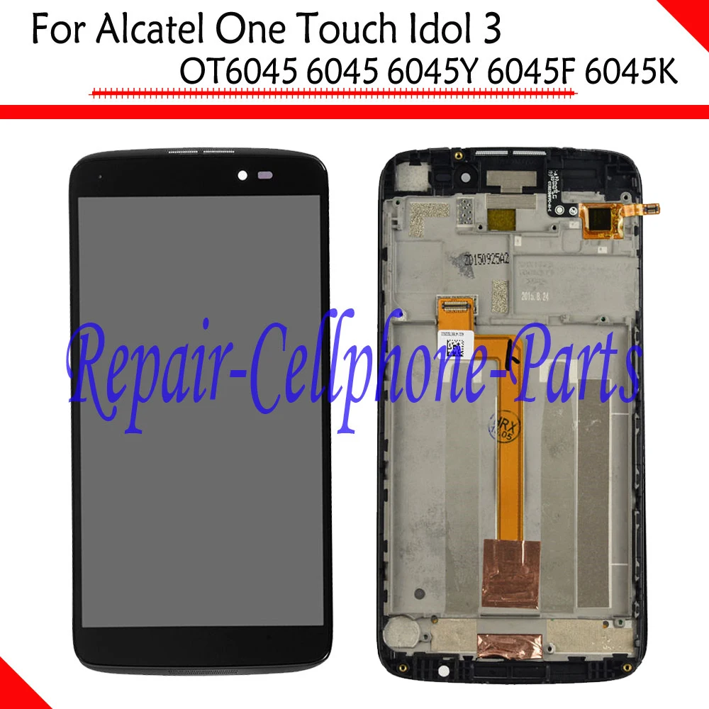 

Black Full LCD DIsplay + Touch Screen Digitizer +Frame Cover Assembly For Alcatel One Touch Idol 3 OT6045 6045 6045Y 6045F 6045K