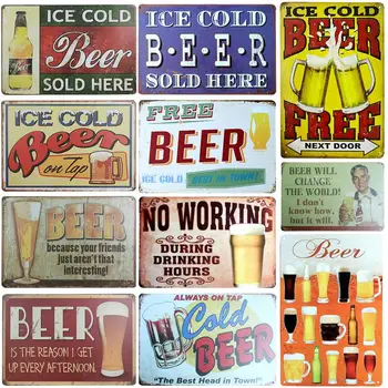 

[SQ-DGLZ] ICE COLD BEER Metal Sign Bar Wall Decor Vintage Metal Crafts Home Decor Painting Plaques Art Poster