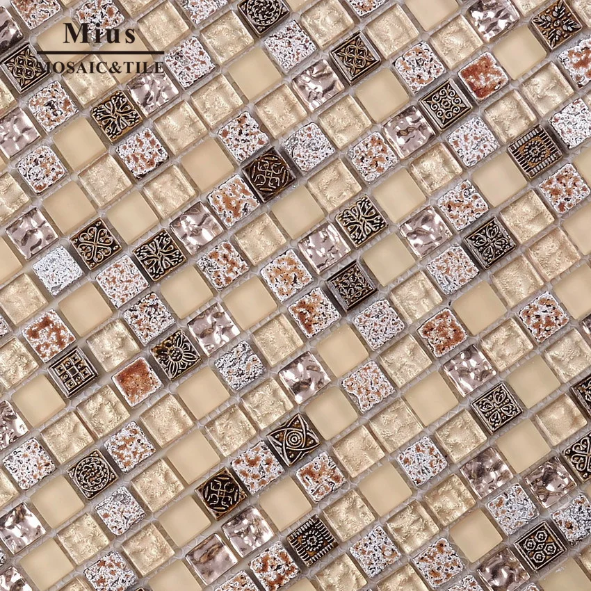 Hot sale resin mosaic mix glass tile for wall decorationtile for walls