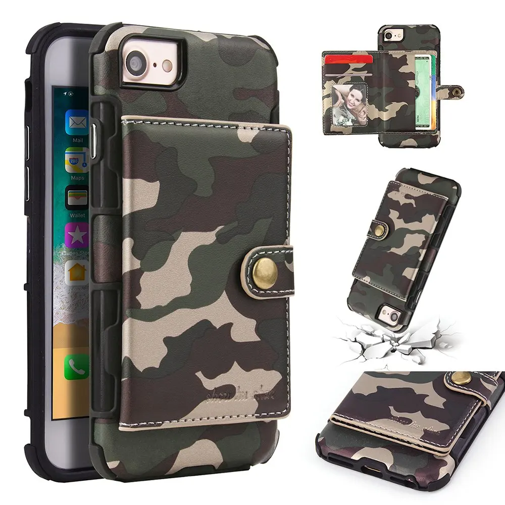 

Army Camouflage Case For iphone 6s 6 s 7 8 plus iphone XS XR PU Leather Flip Wallet Cover For iphone XS MAX XR iphone X 10 Case