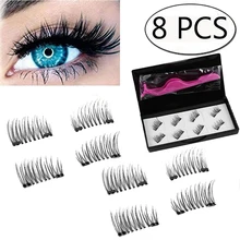 8 шт. магнитные ресницы с 3 магнитами ручной работы 3D Магнитные ресницы натуральный накладные магнит для ресниц с подарочной коробкой
