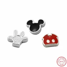 925 пробы серебро мультфильм Miqi перчатки и брюки Petite талисманы в 3 шт./компл. DIY Fit парящий медальон подвески ожерелья для мужчин FLS017