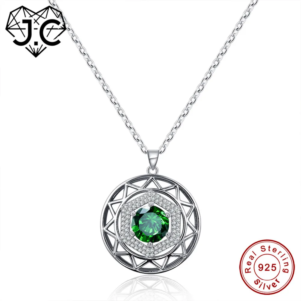 

J.C Round Stars Design Style Exquisite Emerald & Rainbow Topaz Sterling Silver Pendant Versatile Wedding Women Fine Jewelry