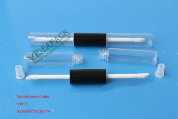 

100 pcs/lot Plastic PETG double end 10ml lip gloss tube for cosmetic pakcing container