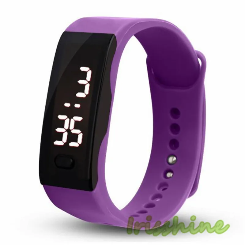 Irisshine i0606 мужские женские резиновые светодиодные часы Дата спортивный браслет цифровой наручные часы унисекс пару часов подарок - Цвет: Фиолетовый
