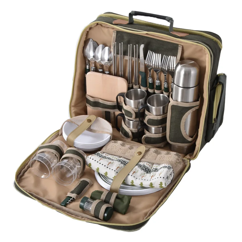 Luxe Vier Picknick Zak Outdoor Apparatuur Vier Mensen Multifunctionele Bestek Set Houden Temperatuur Pakket Food Grade Isolatie Luxe Vier Picknick Zak Outdoor Apparatuur Vier Mensen Multifunctionele Bestek Set Houden Temperatuur Pakket Food Grade Isolatie