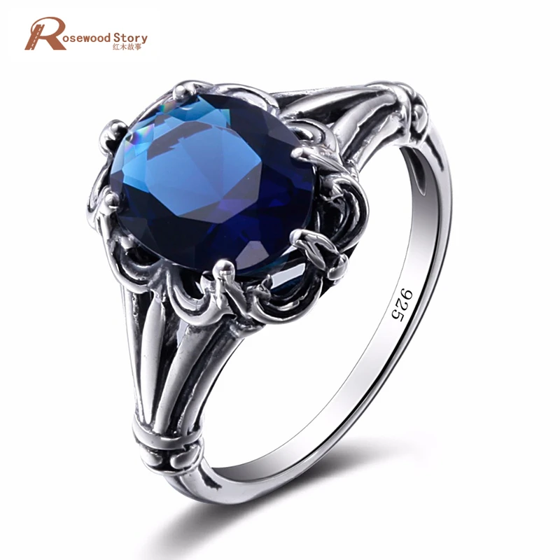 Vintage lab created Topaz ring set in 925 sterling silver.