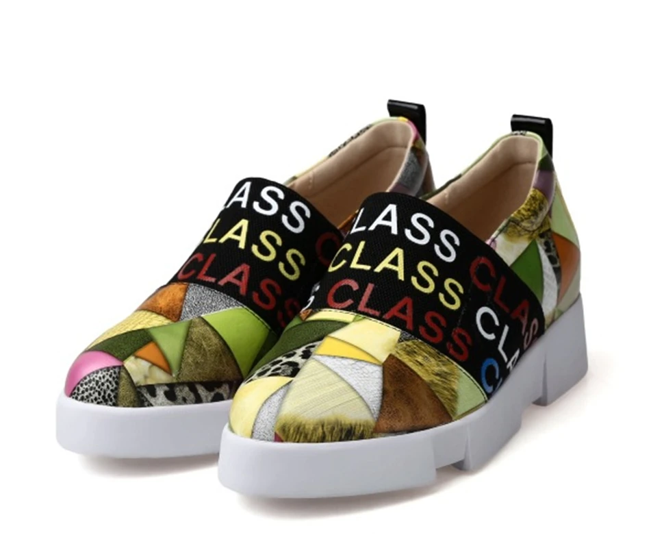 

New Fashion Women Casual Shoes Genuine Leather Round Toe Shoes Candy Color Breathable Slip-On Falt with Spring and Autumn Shoes