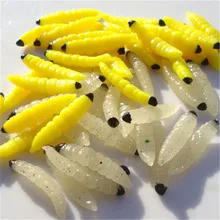 50pcs 3cm Soft Worm Fishing Baits Pike Fishing Lure Tackles Soft Lure Maggot Grub Worm Silicon Fishing Baits