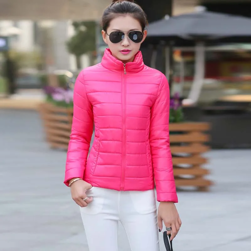 Promo Women Short Bomber Jacket 2019 Spring Autumn Winter Female Cotton-padded Parka Stand Collar Ladies