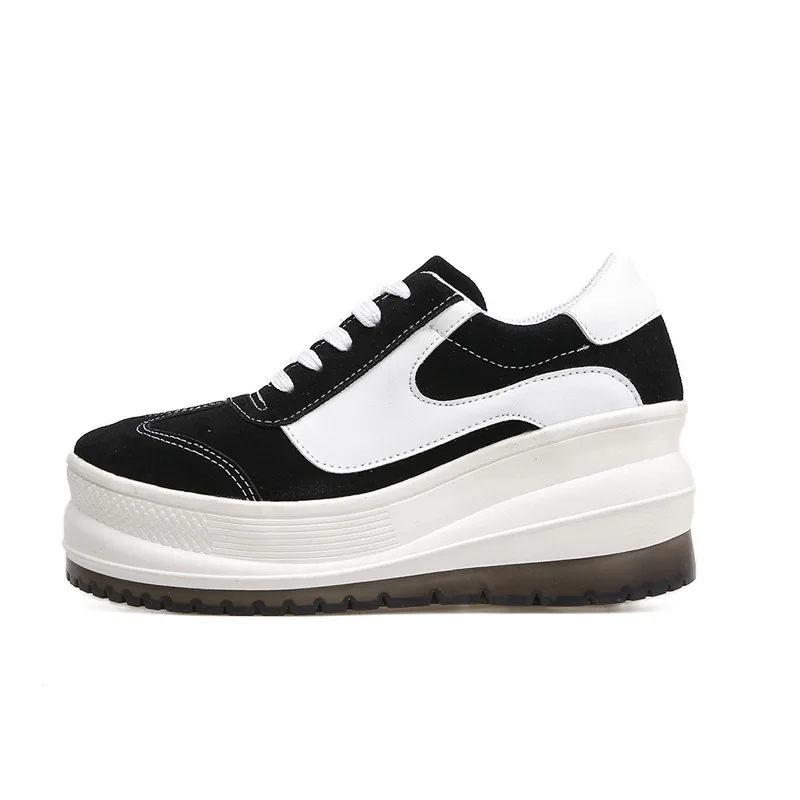 Vache De À Laid Ronde Moment Semelles Peau forme Bandeau Épaisses Plate Noir Harajuku Rétro Chaussures Qualité Casual Augmenter 54xUUwZIdq