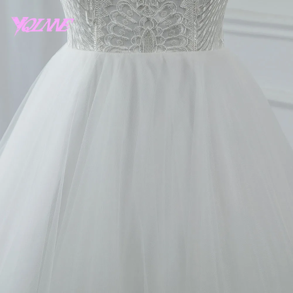 YQLNNE Vestido De Noiva простое кружевное Тюлевое свадебное платье на тонких бретельках