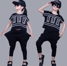 Children Clothing Sets 2017 new Girls Sports Suit Summer Bat Short Sleeve Shirt+Harem Pants Kids Girl Clothes Suits 2pcs/set