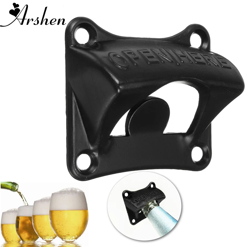 Arshen Classical Beer Opener Black Vintage Wall Mounted Wine Soda Glass Cap Bottle Kitchen Bar Gift Durable Zinc Alloy | Дом и сад