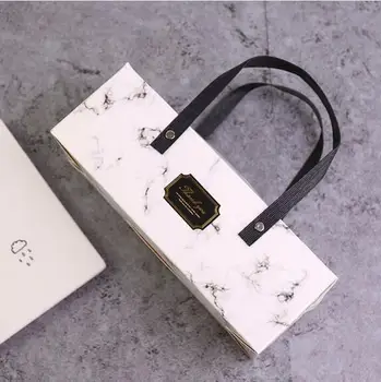 

100 pcs/lot Free shipping Elegant Marble Design Paper Box With Handle Cake Box Bakery Packaging Box 25*9.3*8.9cm