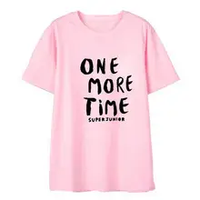 Super Junior альбом еще раз моды с буквенным принтом Круглая горловина футболка с коротким рукавом с замком молнией лето унисекс свободная футболка