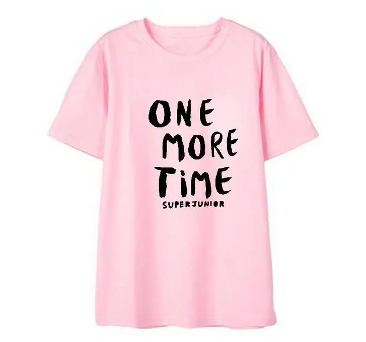 

Super junior new album one more time fashion letters printing o neck short sleeve t shirt kpop summer unisex loose t-shirt