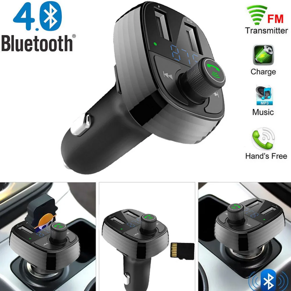 Беспроводной Bluetooth Dual USB Автомобильное зарядное устройство для устройства Handsfree автомобильный FM трансмиттер MP3 плеер Dual USB Зарядное устройство N.23
