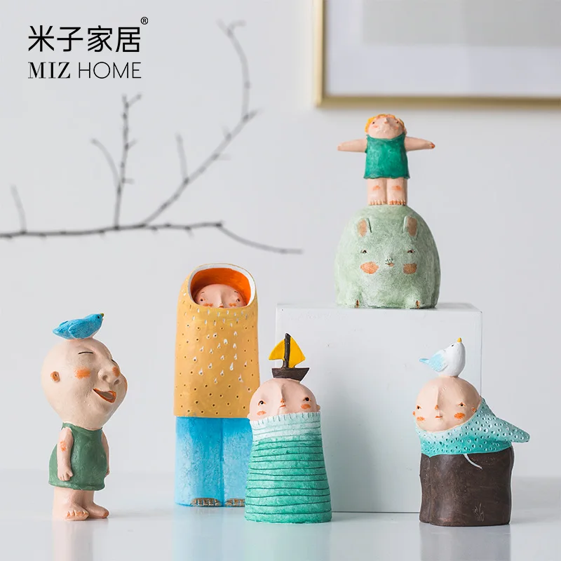 

Miz 1 Piece Resin Fairy Doll Naughty kids Cute Desk Accessory Toy Gift for Children Colorful Home Decoration study Room Decor