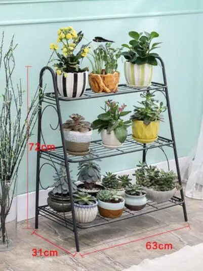 Flower shelf indoor home multi-layer wrought iron flower pot rack balcony rack floor-standing living room rack plant rack - Цвет: H