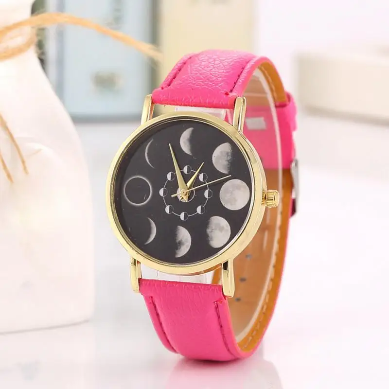 Relogio Feminino Солнечный moon phase лунное затмение часы женские стильные кварцевые