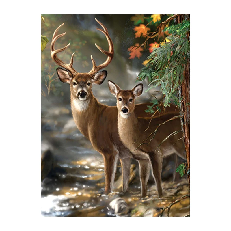 Full Picture drill 5D diamond painting DIY diamond embroidery forest two deer Cross Stitch Rhinestone mosaic decoration