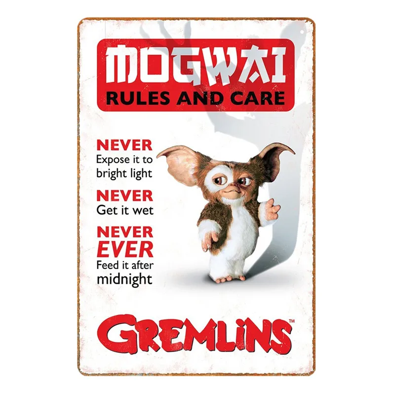 Винтажный домашний декор классический мультяшный постер Gremlins Gizmo металлическая