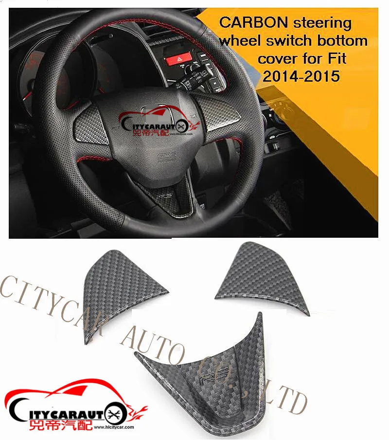 CITYCARAUTO car interior parts carbon steering wheels cover sticker for Jazz FIT car 2014 2015 CITYCARAUTO car interior parts carbon steering wheels cover sticker for Jazz FIT car 2014 2015