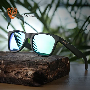 HU WOOD Polarized Sunglasses Women Vintage Colorful Sunglasses Female Rectangle Plastic Frame Fashion Brand Luxury Mirror