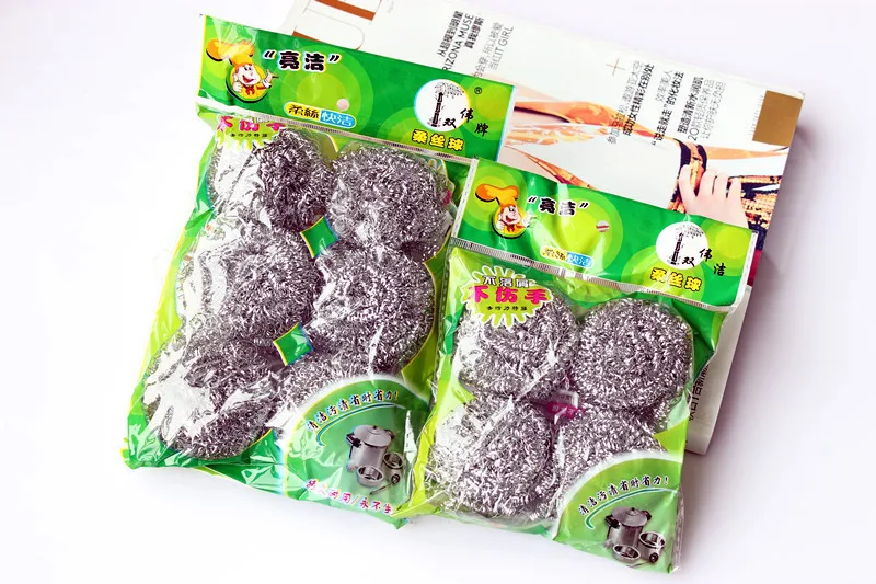 

1/4/6Pcs Cleaning Ball Wash Dishe Plate Bowl Clean Product Stainless Steel Kitchen Sponges Scouring Pad Brushes Ball Scourer