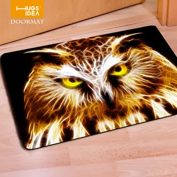 

HUGSIDEA Cool Entrance Mat 3D Animal Owl Wolf Home Floor Carpet for Living Room Bedroom Tapete 40*60cm Soft Rubber Doormat Tapis