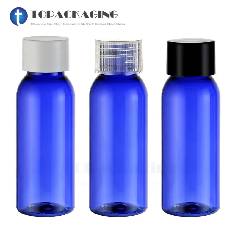 

50PCS/LOT-30ML Screw Cap Bottle,Blue Plastic Cosmetic Container,Sample Essential Oil Sub-bottling,Empty Shampoo Bottle