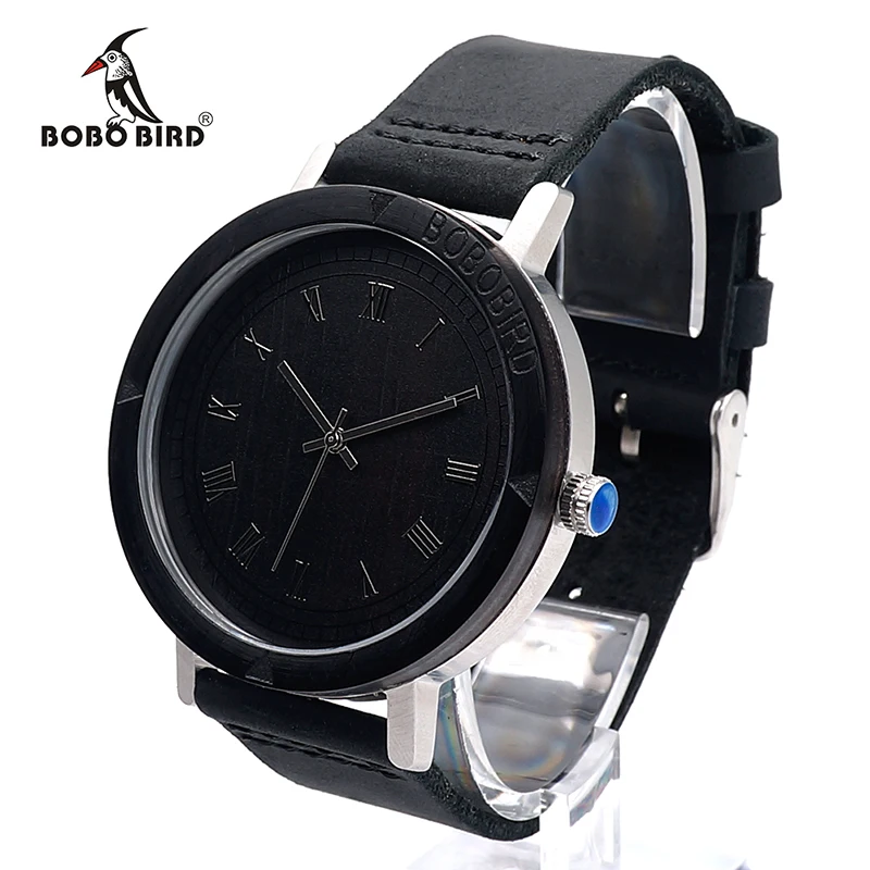 2017 BOBO BIRD Luxury Brand Watch Men Leather Strap Wood Watches Fashion Quartz Wristwatches relogio masculino C-K05