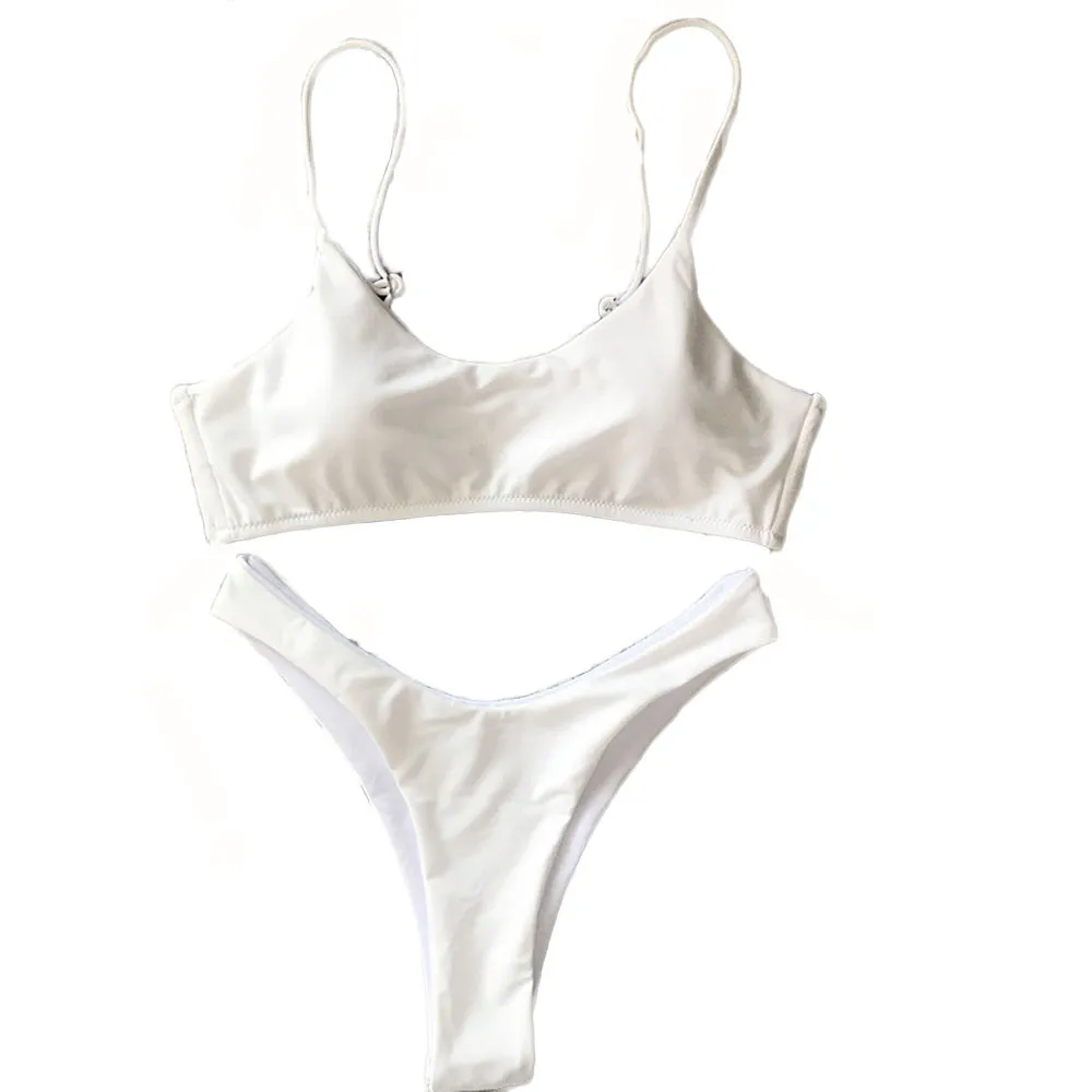 

Women's Swimsuits SwimwearTwo Piece High Waist 2019 Summer Push-Up Padded Bra Pure Beach Set Swimsuit Waterproof Tankini