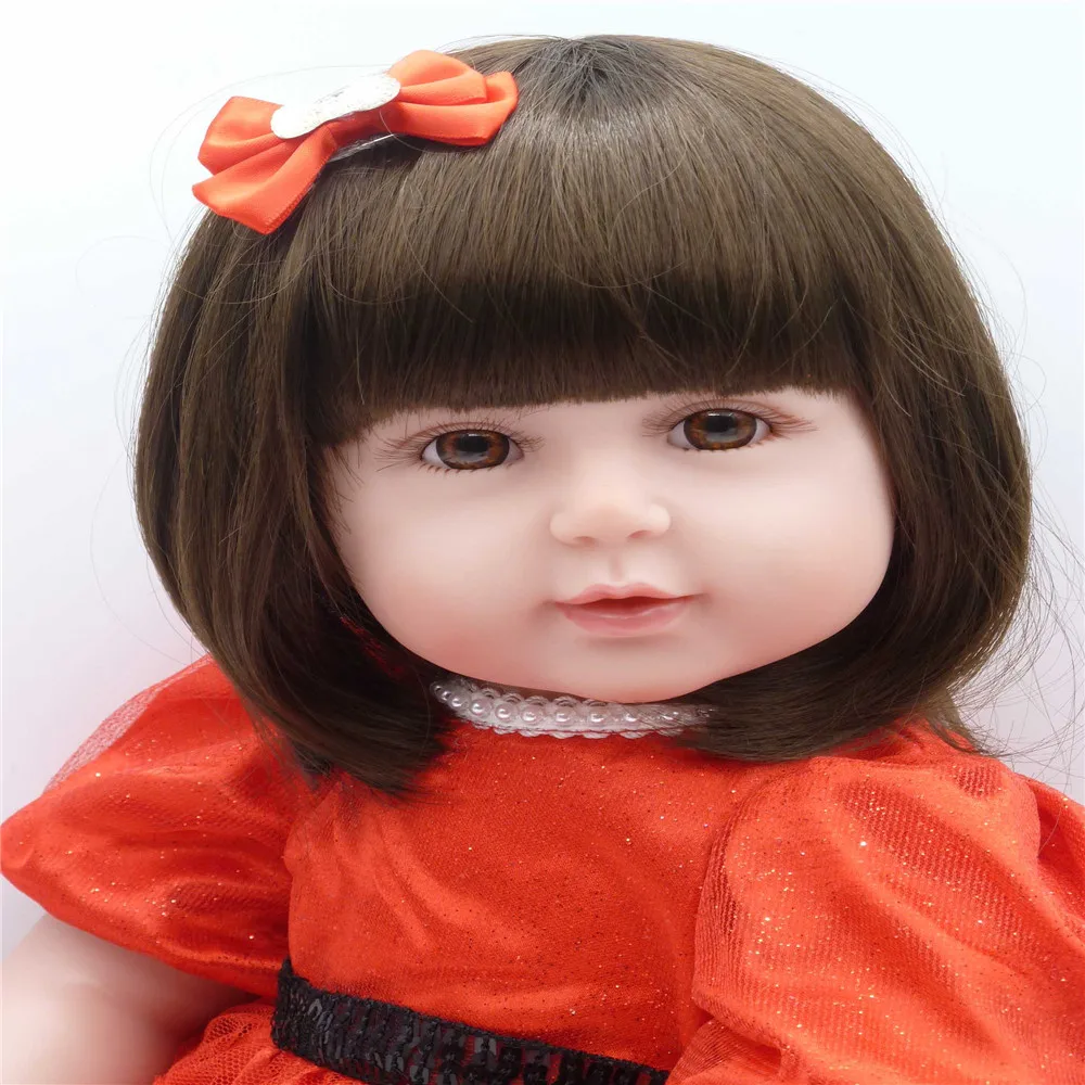 SanyDoll 22 дюймов см 55 см Силиконовые baby reborn куклы детские игрушки большая красная юбка красивая девочка Рождественский подарок